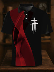 Men's Faith Cross Printed Casual Button Top