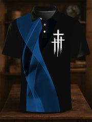 Men's Faith Cross Printed Casual Button Top