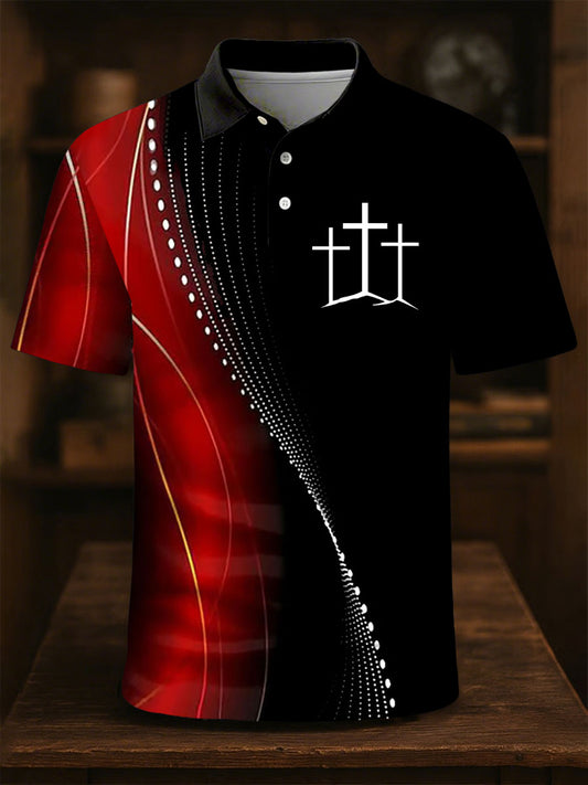 Men's Faith Cross Printed Casual Button Top