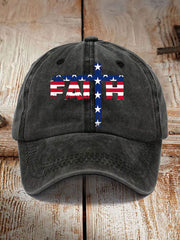 Faith Cross American Flag Print Unisex Hat