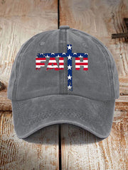 Faith Cross American Flag Print Unisex Hat
