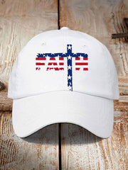Faith Cross American Flag Print Unisex Hat