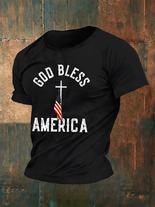Men's God Bless America Print T-Shirt