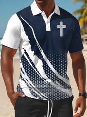 Men's Faith Cross Casual Business Short Sleeve Shirt