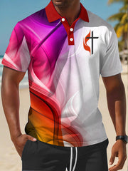 Men's Faith Cross Casual Business Short Sleeve Shirt