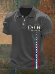 Men's Faith Over Fear Cross Print Casual Polo