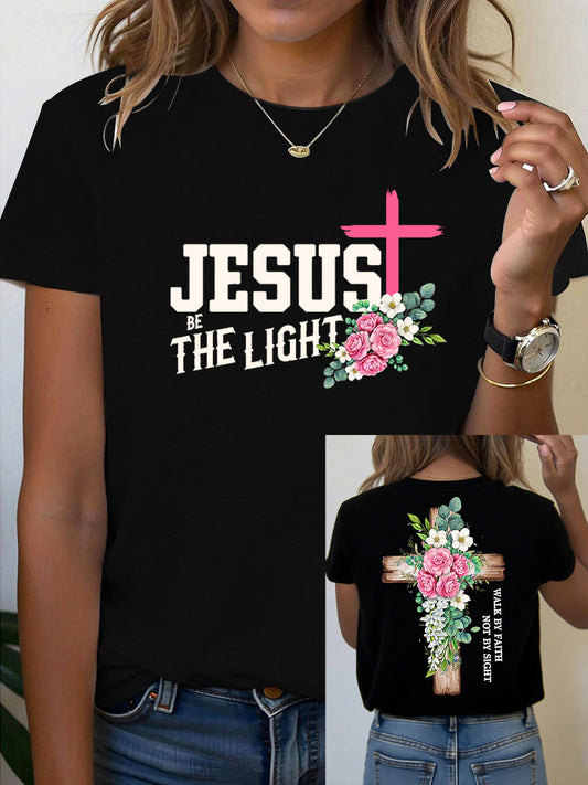 Women's Jesus is the Light Floral Christian T-Shirt