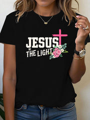 Women's Jesus is the Light Floral Christian T-Shirt