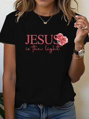 Women's Jesus is the Light Floral Christian T-Shirt