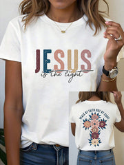 Women's Jesus is the Light Floral Christian T-Shirt