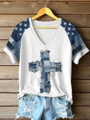 Women's Cross Printed Casual T-Shirt