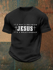 Men's Jesus It's No Religion It's A Relationship Waffle Short Sleeve Top