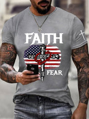Men's Faith Over Fear Printed Casual T-Shirt