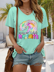 Women's Waves Won't Shake My Faith Printed Casual T-Shirt