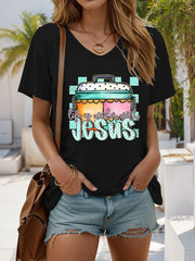Women's Life Is Cooler With Jesus Printed Casual T-Shirt