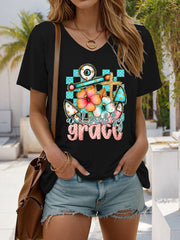 Women's Anchored By Grace Printed Casual T-Shirt