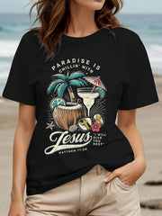 Women's Chillin' With Jesus Printed Casual T-Shirt