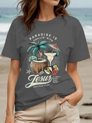 Women's Chillin' With Jesus Printed Casual T-Shirt