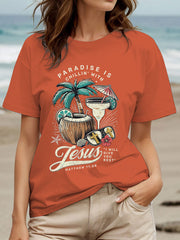 Women's Chillin' With Jesus Printed Casual T-Shirt