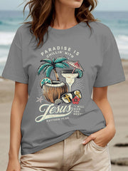 Women's Chillin' With Jesus Printed Casual T-Shirt