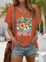 Women's Anchored By Grace Printed Casual T-Shirt