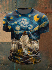 Men's Jesus Starry Sky Short Sleeves T-shirt