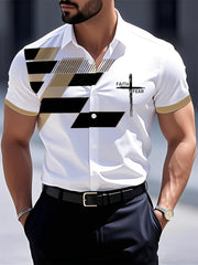 Men's Faith Over Fear Geometric Print Casual Short Sleeve Shirt