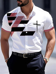 Men's Faith Over Fear Geometric Print Casual Short Sleeve Shirt