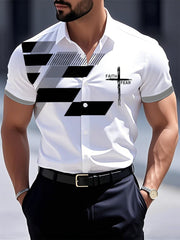 Men's Faith Over Fear Geometric Print Casual Short Sleeve Shirt