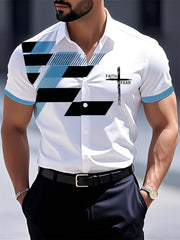 Men's Faith Over Fear Geometric Print Casual Short Sleeve Shirt