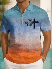 Men's I Can't But I Know A Guy Printed Casual Zip-Up Top