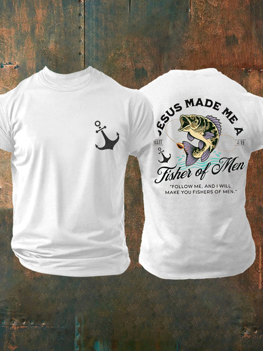 Men's Jesus Made Me A Fisher Of Men Casual Tee