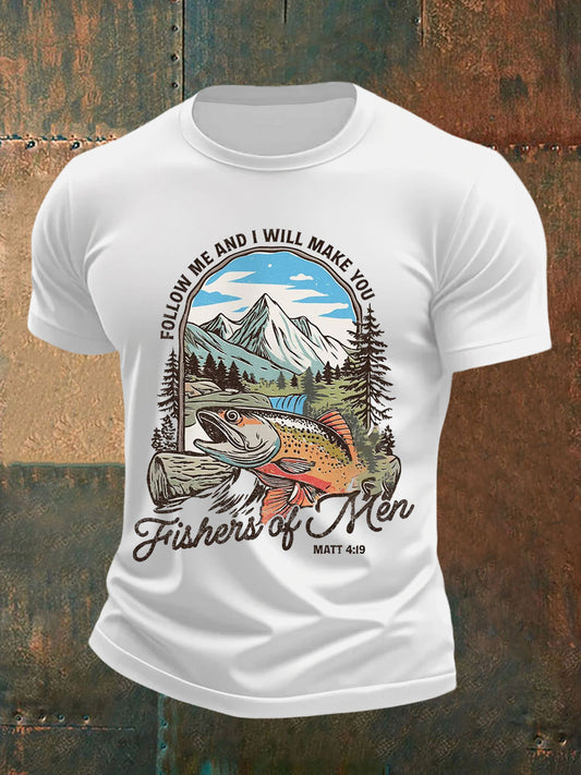 Men's Fisher Of Men Matthew 4:19 Bible Verse Casual Tee