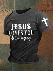 Men's Jesus Love You I'm Try Short-sleeved T-shirt