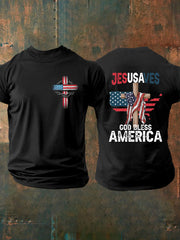Men's God Bless America Cross Short Sleeve T-shirt