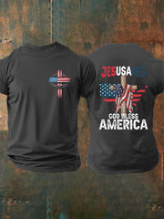 Men's God Bless America Cross Short Sleeve T-shirt
