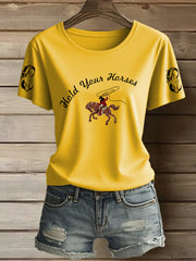 Women's Western Hold Your Horses Cowboy Short Sleeve T-Shirt