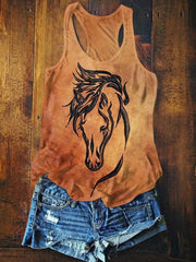 Women's Western Animal Horse Printed Vests