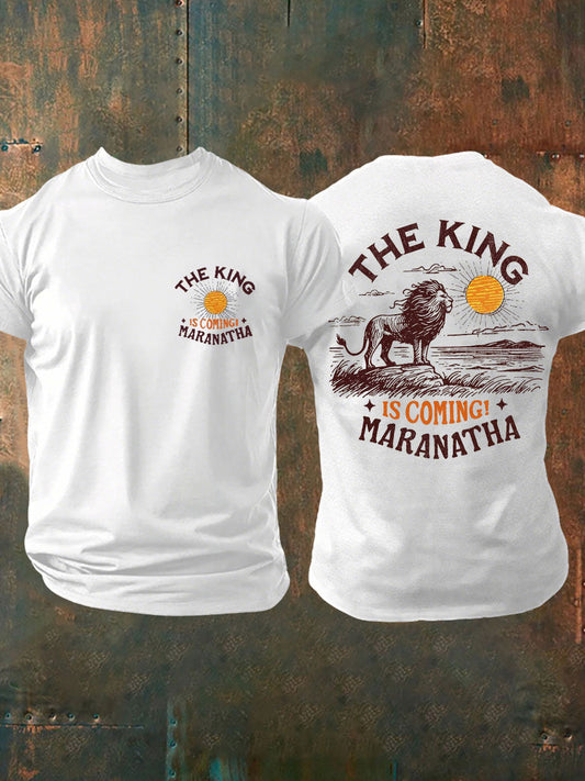 Men's The King Is Coming Printed Casual T-Shirt