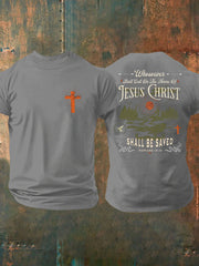 Men's Whosoever Shall Call In The Name Of Jesus Christ Printed Casual T-Shirt