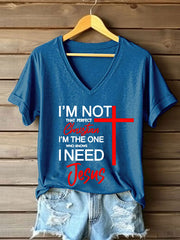 Women's I'm Not That Perfect Christian I'm The One That Knows I Need Jesus Short Sleeve T-Shirt