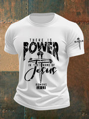 Men's There is Power in The Name of Jesus Cross Short Sleeve Tee