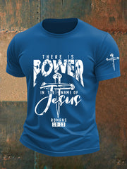 Men's There is Power in The Name of Jesus Cross Short Sleeve Tee