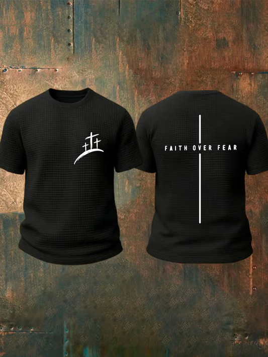 Men's Faith Over Fear waffle print T-shirt