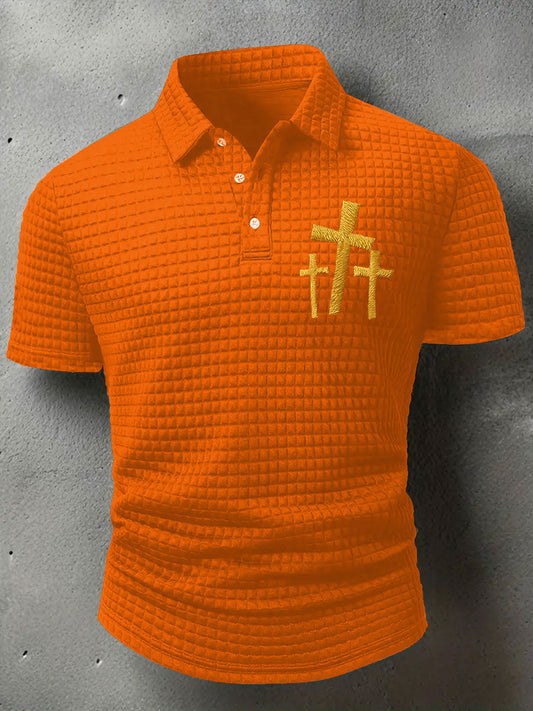 Men's Faith Cross Waffle Print T-shirt