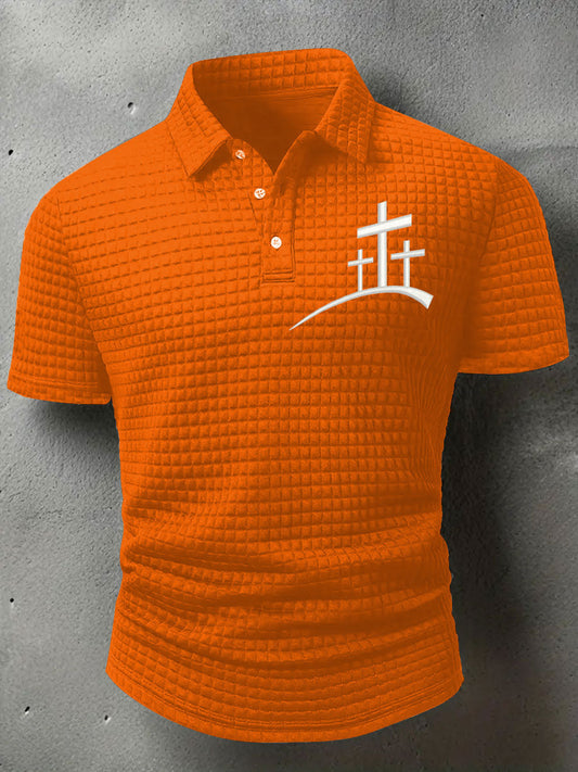 Men's Faith Cross Waffle Print T-shirt