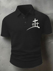 Men's Faith Cross Waffle Print T-shirt