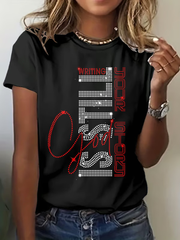 Women's God Print Casual T-shirt