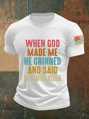 Men's When God Made Me He Grinned And Said This'll Be Fun Short-sleeved T-shirt