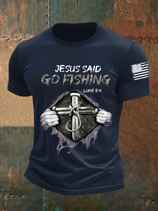 Men's Jesus Said Go Fishing Short-sleeved T-shirt